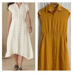 Brave+True 100% Linen orange Sleeveless Button-Front Dress Size XS